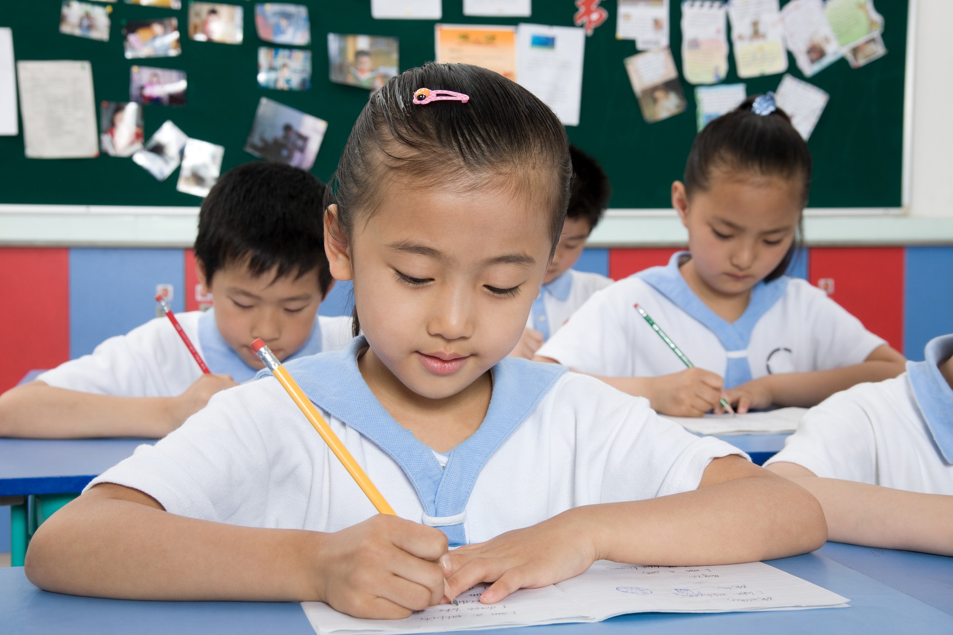 A girl writing